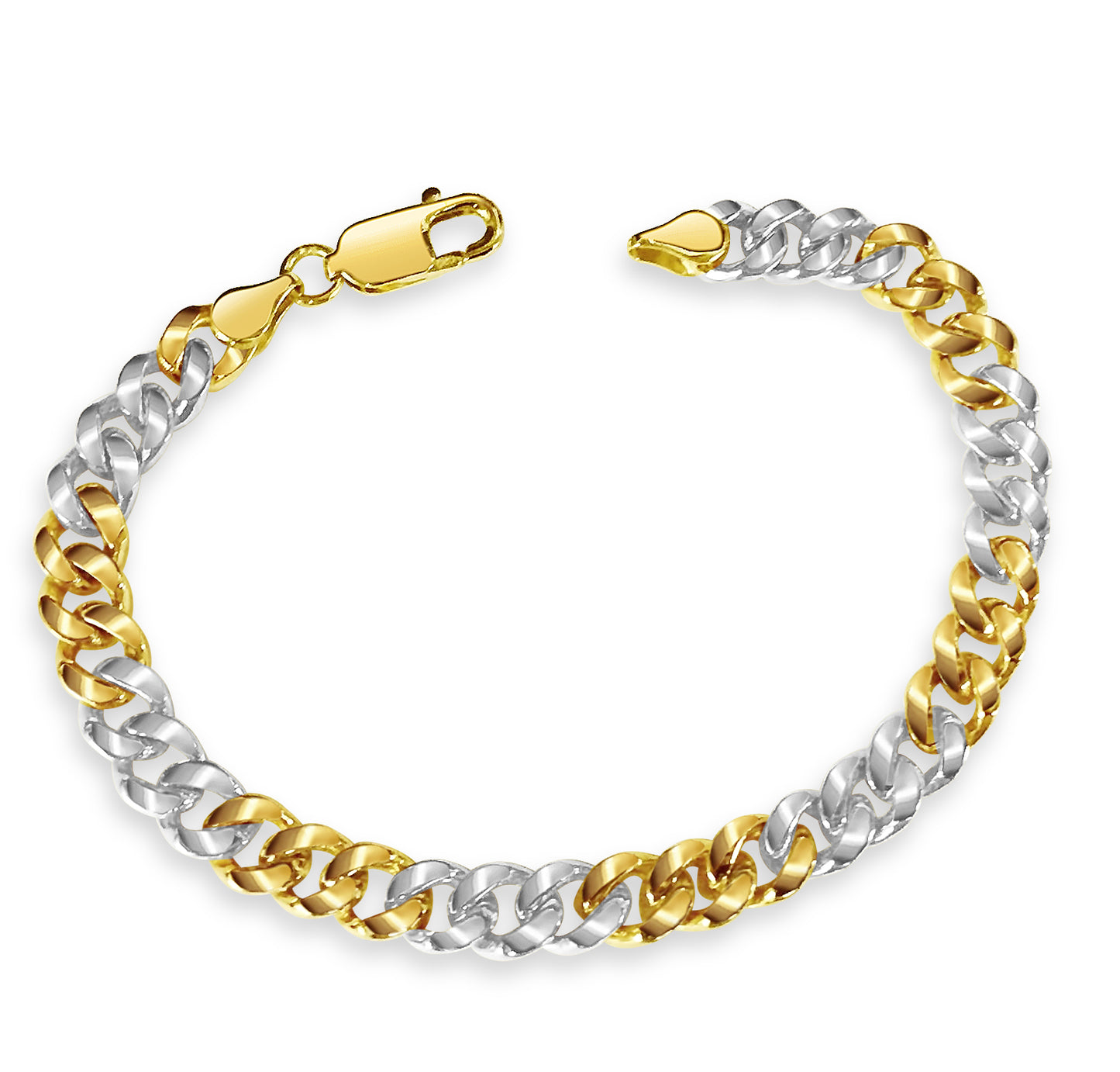 Curb Solid Gold Handmade Bracelet , 8mm, 6.5-10 Inch