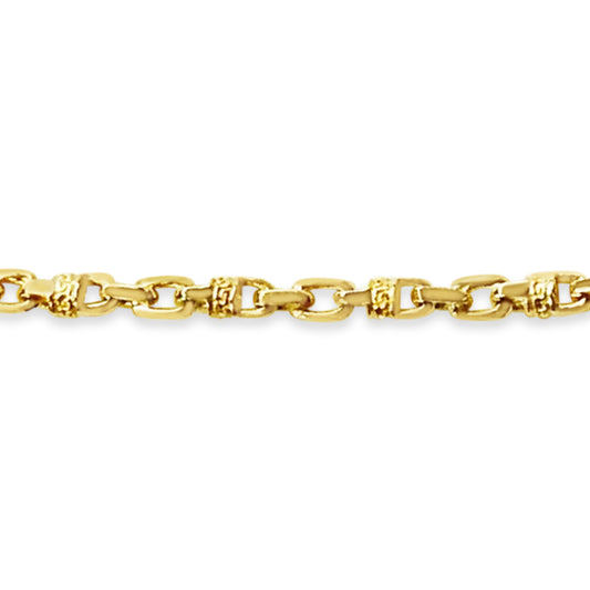 Fancy Greek Solid Gold Handmade Bracelet , 6mm, 6.5-10 Inch