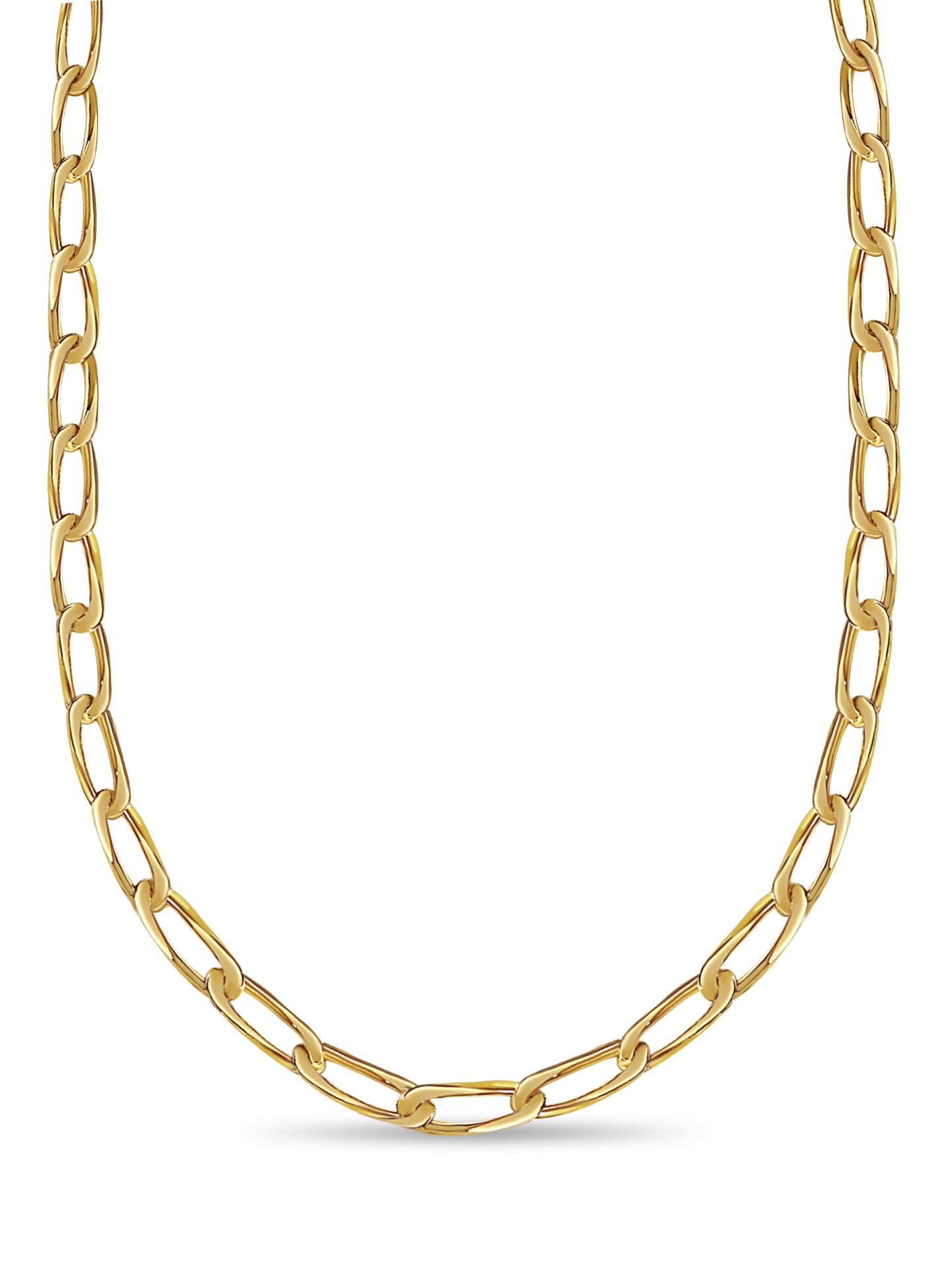 Flat Solid Gold Handmade Necklace , 9mm, 16-30 Inch