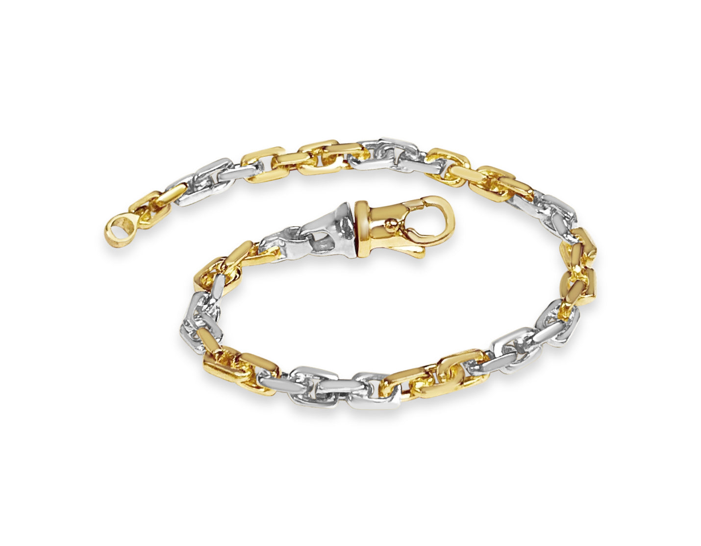 Fancy Rolo Solid Gold Handmade Bracelet , 5mm, 6.5-10 Inch