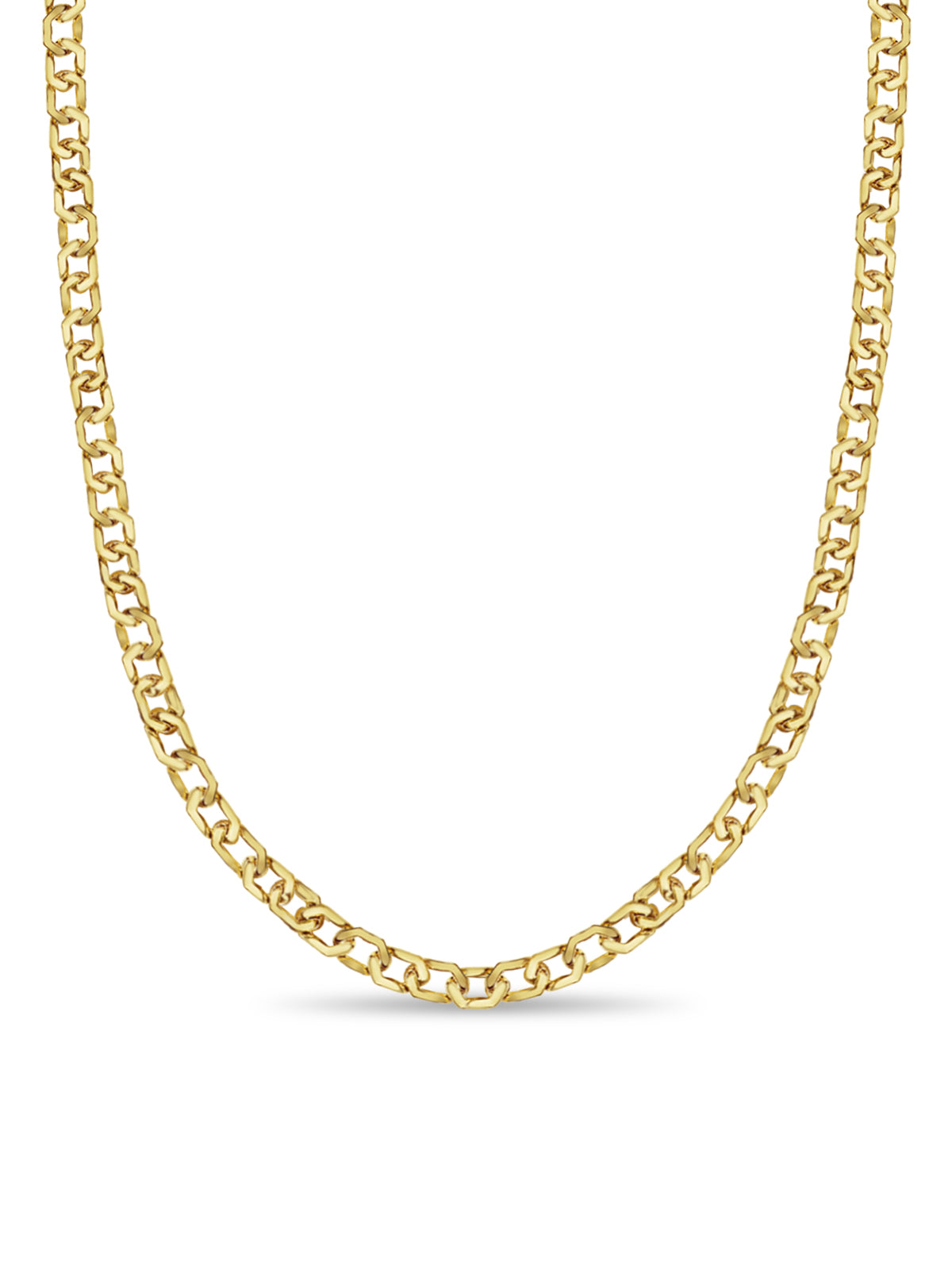 Curb Solid Gold Handmade Necklace , 11mm, 16-30 Inch