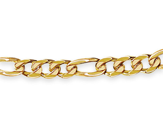 Figaro Solid Gold Handmade Bracelet , 15mm, 6.5-10 Inch