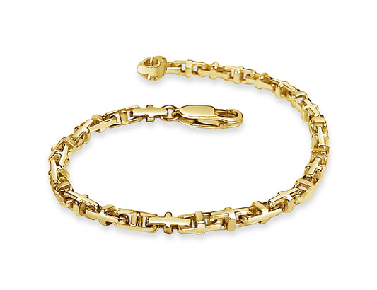 Anchor Mariner Solid Gold Handmade Bracelet , 3mm, 6.5-10 Inch