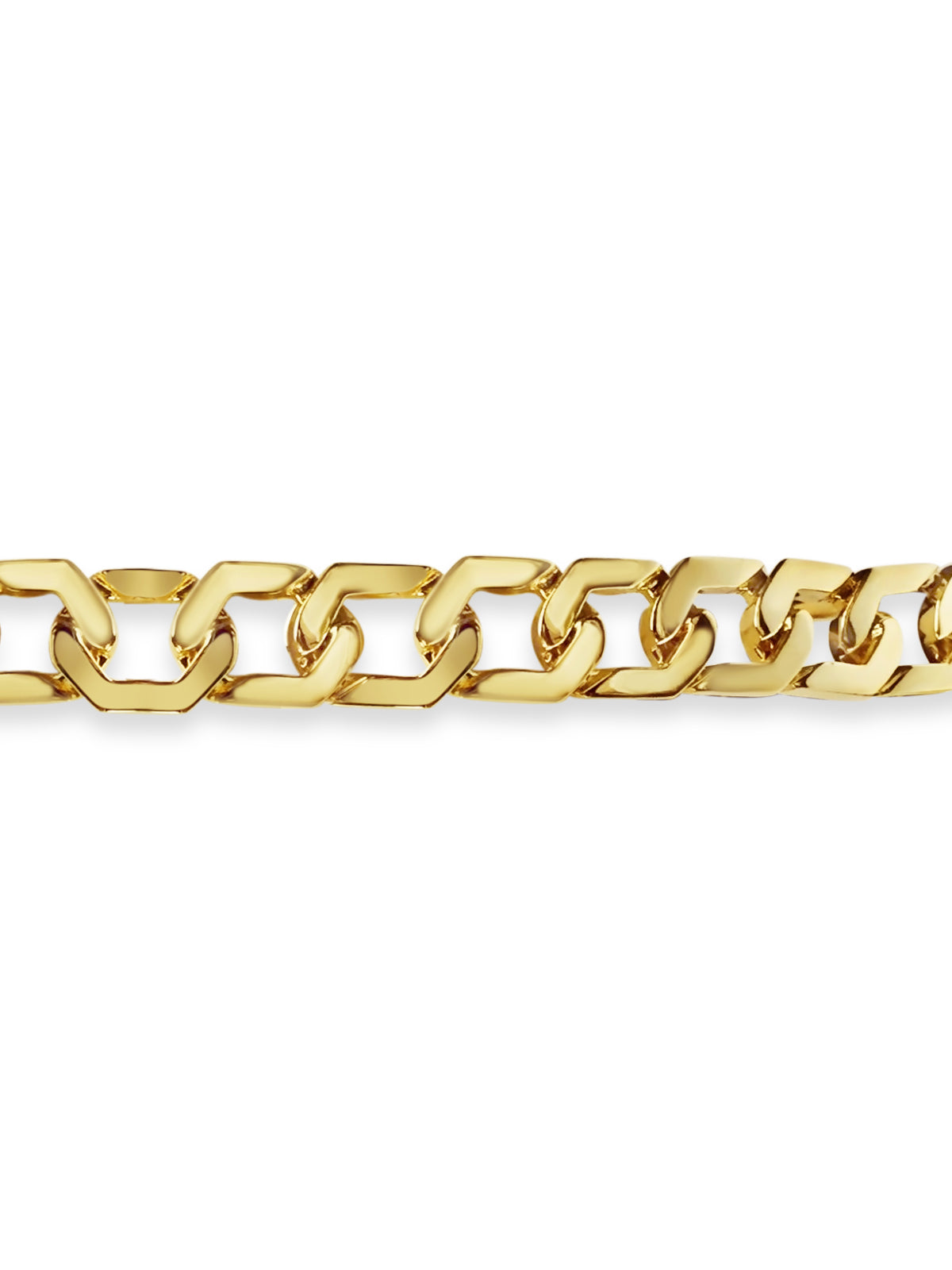 Curb Solid Gold Handmade Bracelet , 11mm, 6.5-10 Inch