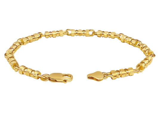 Bead Solid Gold Handmade Bracelet , 5mm, 6.5-10 Inch