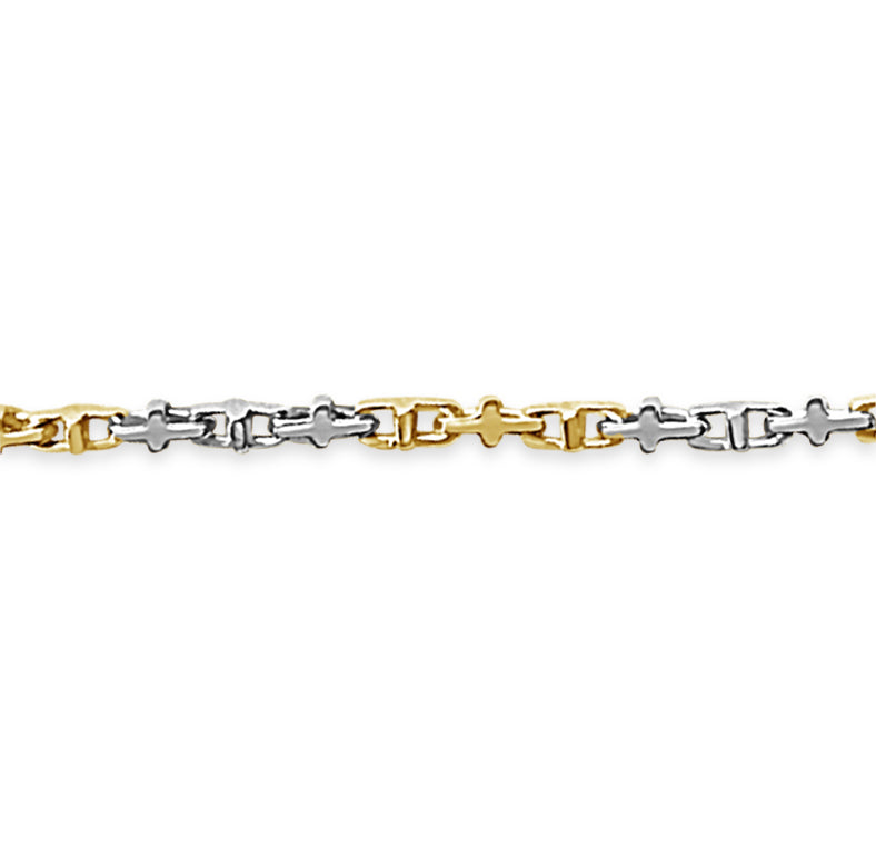 Anchor Mariner Solid Gold Handmade Bracelet , 3mm, 6.5-10 Inch