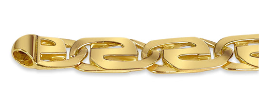 Tiger Eye Solid Gold Handmade Bracelet , 9mm, 6.5-10 Inch