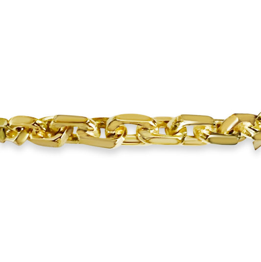 Fancy Rolo Solid Gold Handmade Bracelet , 5mm, 6.5-10 Inch