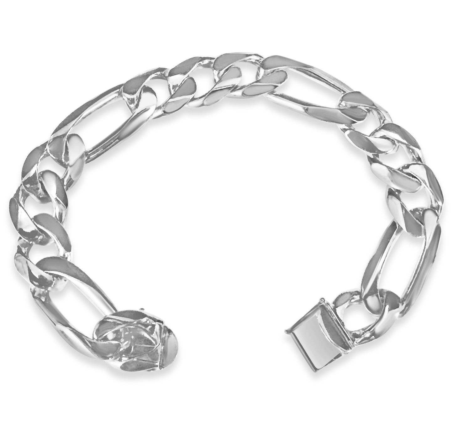 Figaro Solid Gold Handmade Bracelet , 14mm, 6.5-10 Inch