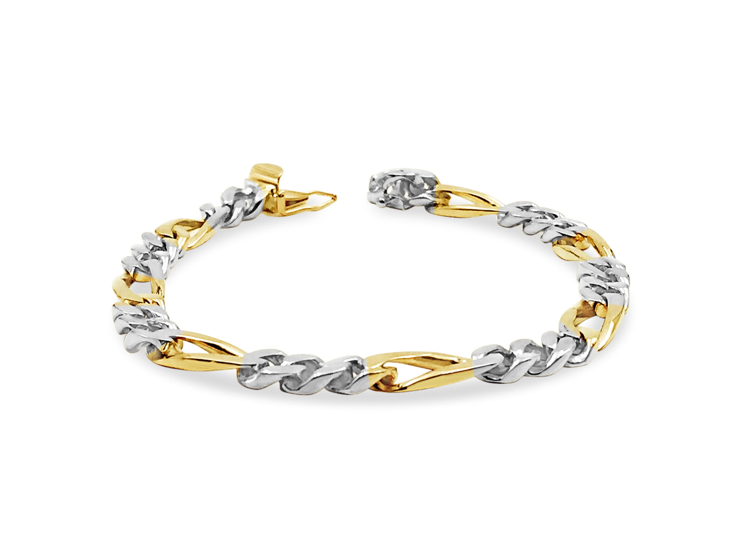Figaro Solid Gold Handmade Bracelet , 7mm, 6.5-10 Inch