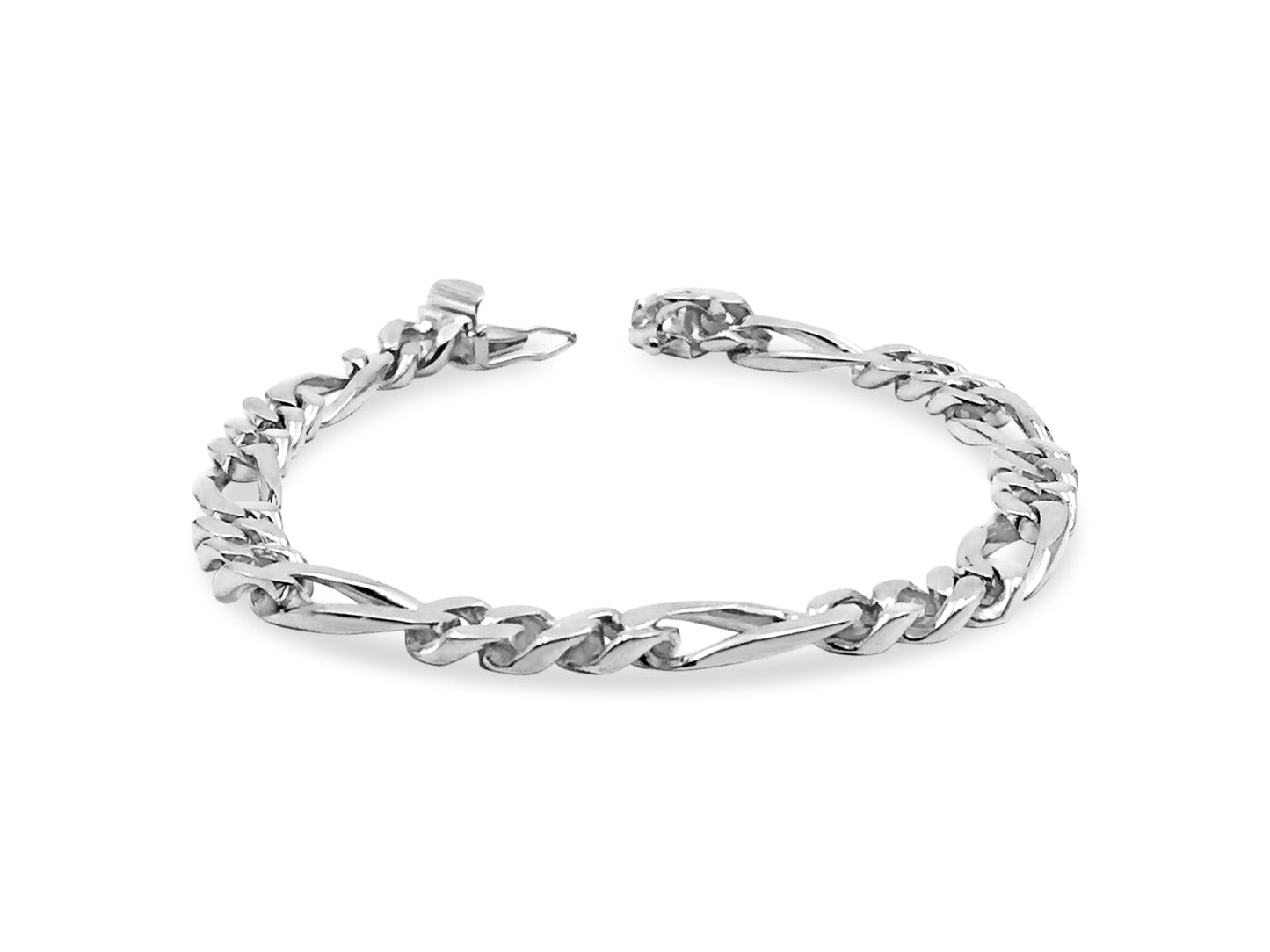 Figaro Solid Gold Handmade Bracelet , 7mm, 6.5-10 Inch