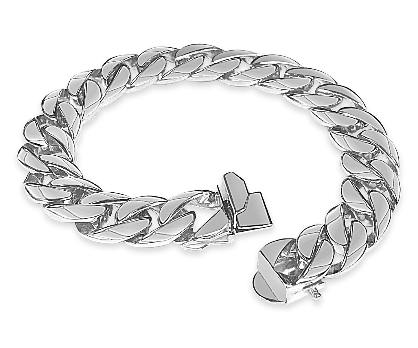 Curb Solid Gold Handmade Bracelet , 13mm, 6.5-10 Inch