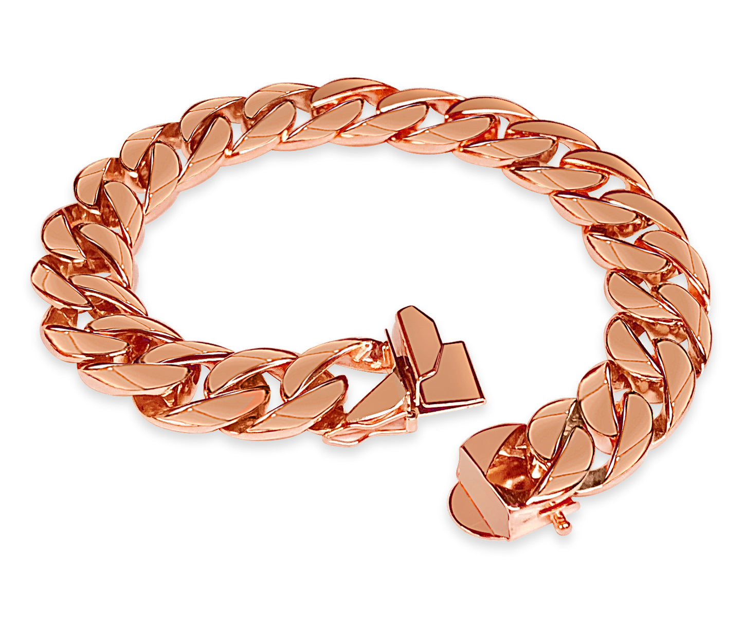 Curb Solid Gold Handmade Bracelet , 13mm, 6.5-10 Inch