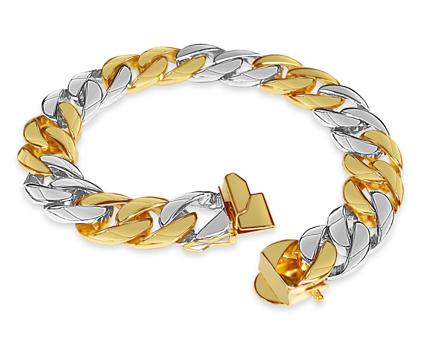 Curb Solid Gold Handmade Bracelet , 13mm, 6.5-10 Inch