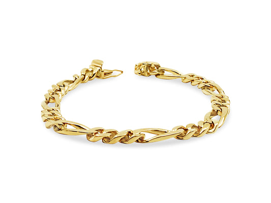 Figaro Solid Gold Handmade Bracelet , 7mm, 6.5-10 Inch