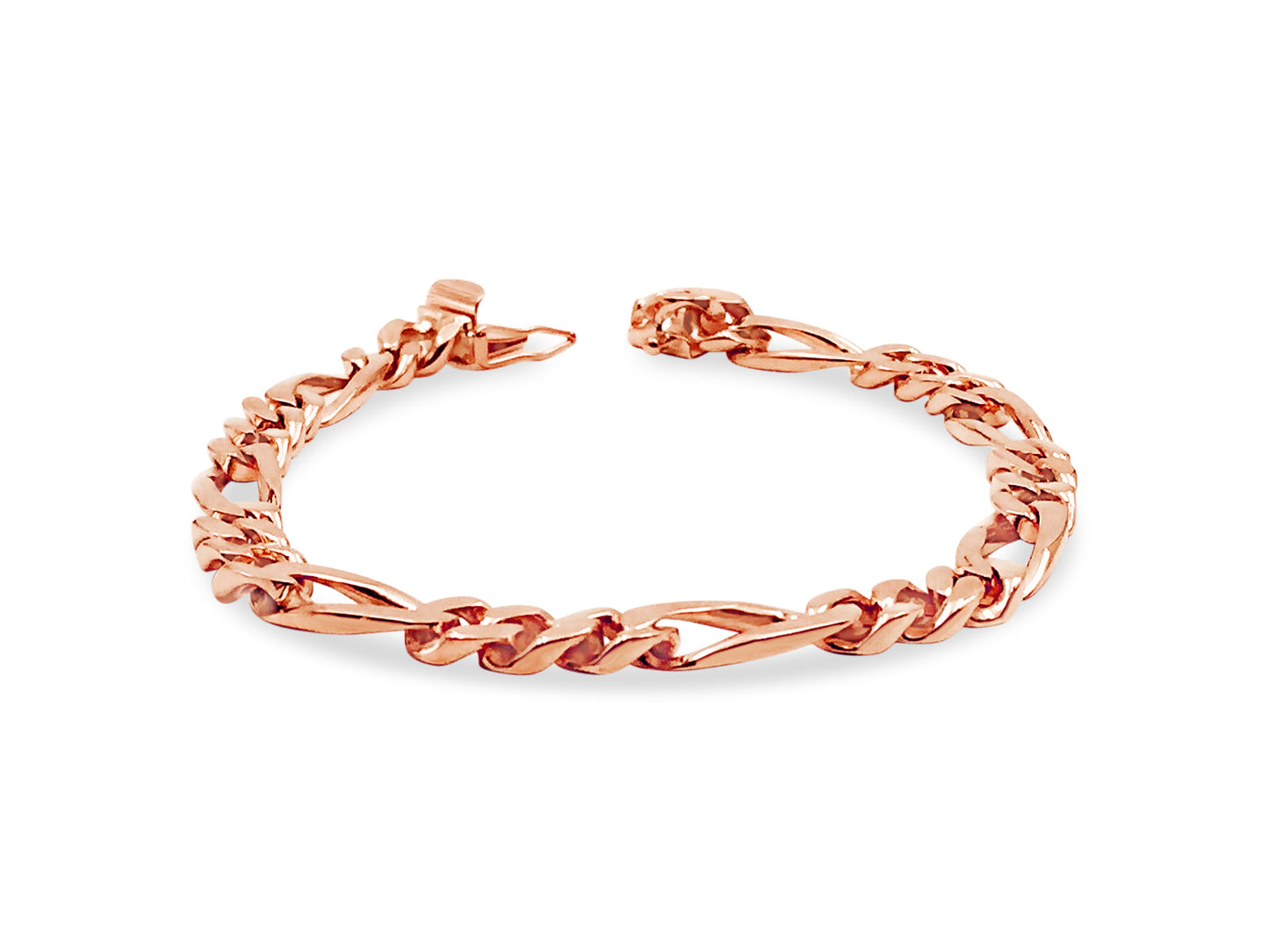 Figaro Solid Gold Handmade Bracelet , 7mm, 6.5-10 Inch