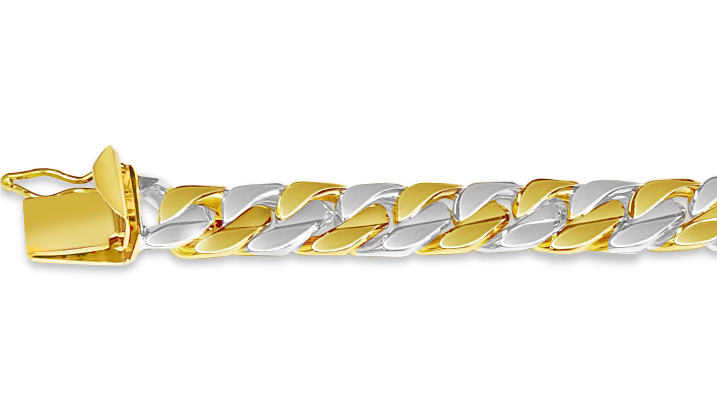 Curb Solid Gold Handmade Bracelet , 9mm, 6.5-10 Inch