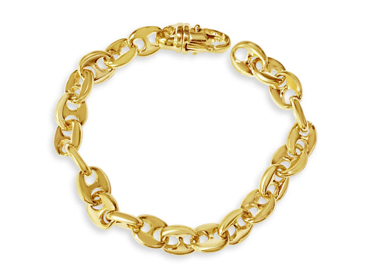 Anchor Mariner Solid Gold Handmade Bracelet , 8mm, 6.5-10 Inch