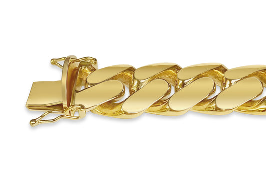 Miami Cuban Solid Gold Handmade Bracelet , 16mm, 6.5-10 Inch