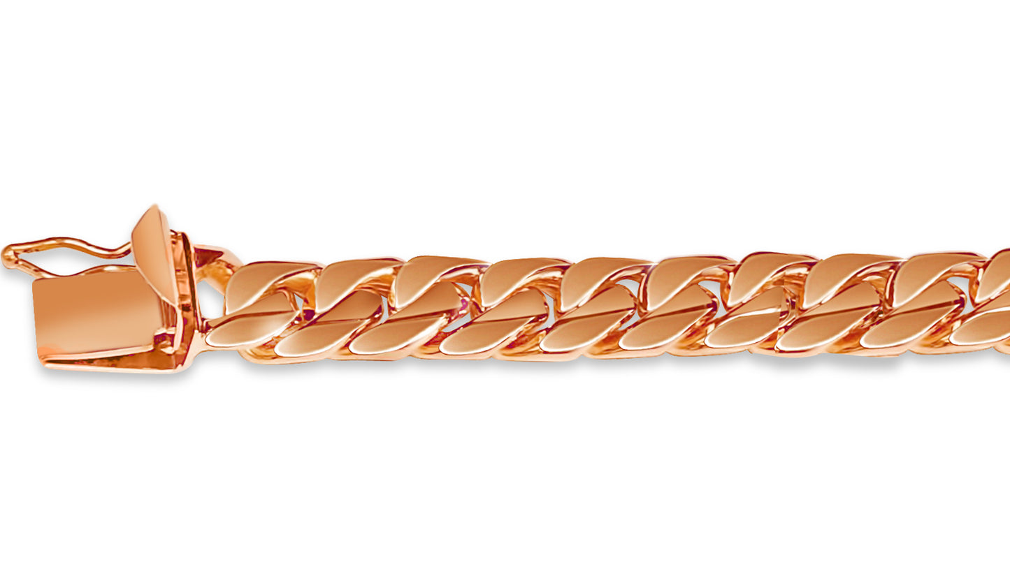 Curb Solid Gold Handmade Bracelet , 9mm, 6.5-10 Inch