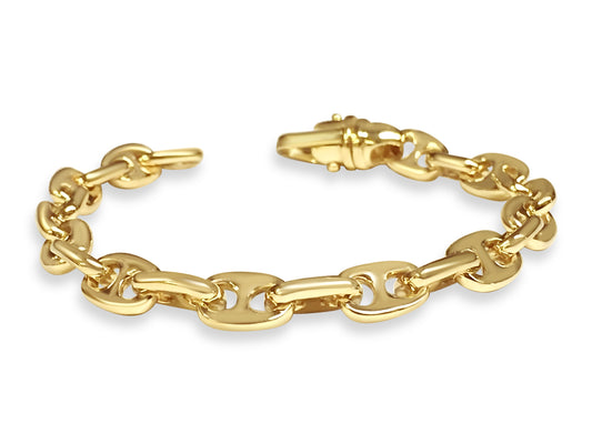Anchor Mariner Solid Gold Handmade Bracelet , 9mm, 6.5-10 Inch
