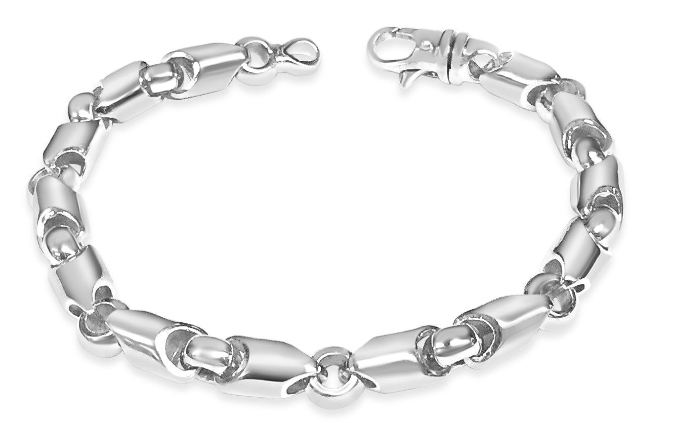Fancy Tube Solid Gold Handmade Bracelet , 8mm, 6.5-10 Inch