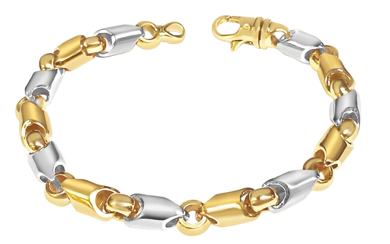 Fancy Tube Solid Gold Handmade Bracelet , 8mm, 6.5-10 Inch