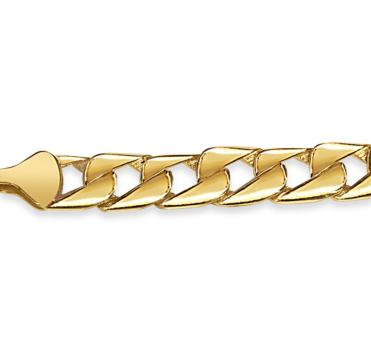 Curb Solid Gold Handmade Bracelet , 13mm, 6.5-10 Inch
