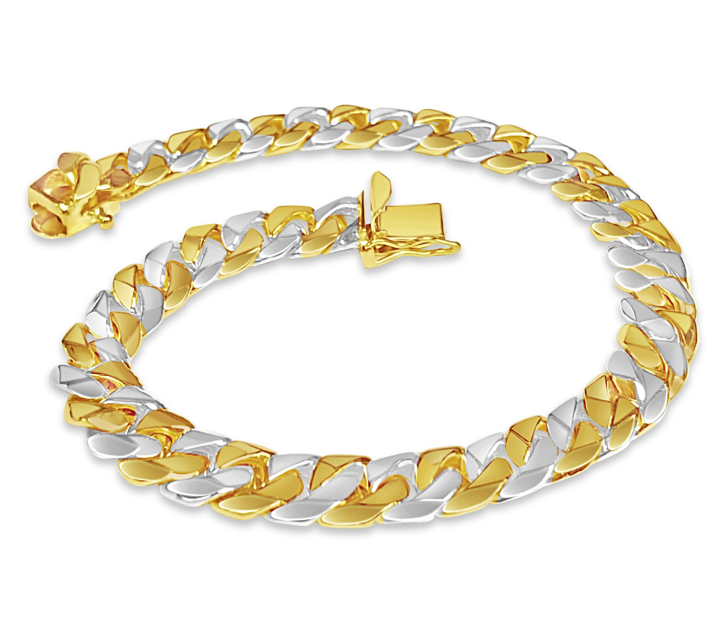 Curb Solid Gold Handmade Bracelet , 9mm, 6.5-10 Inch