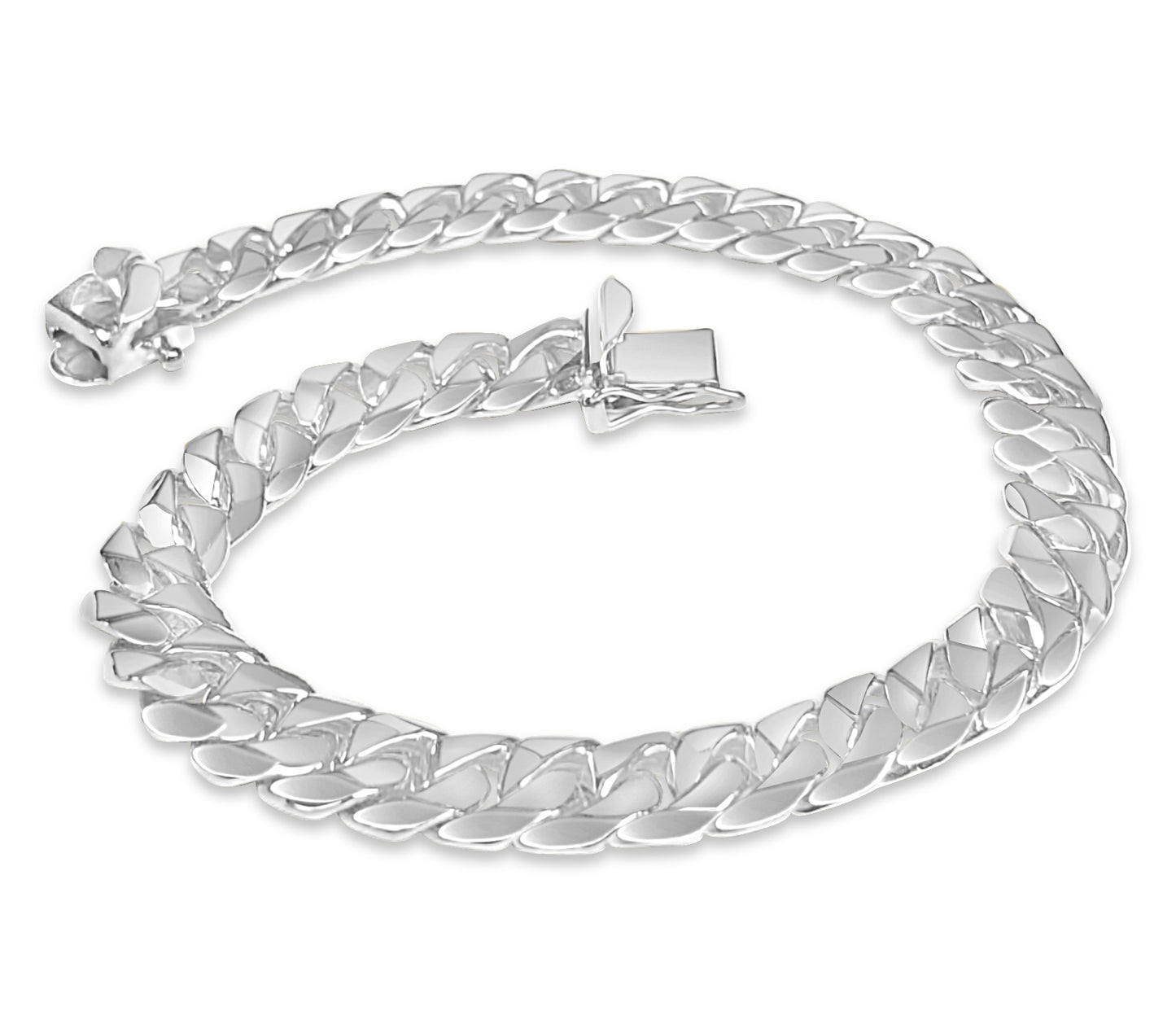 Curb Solid Gold Handmade Bracelet , 9mm, 6.5-10 Inch