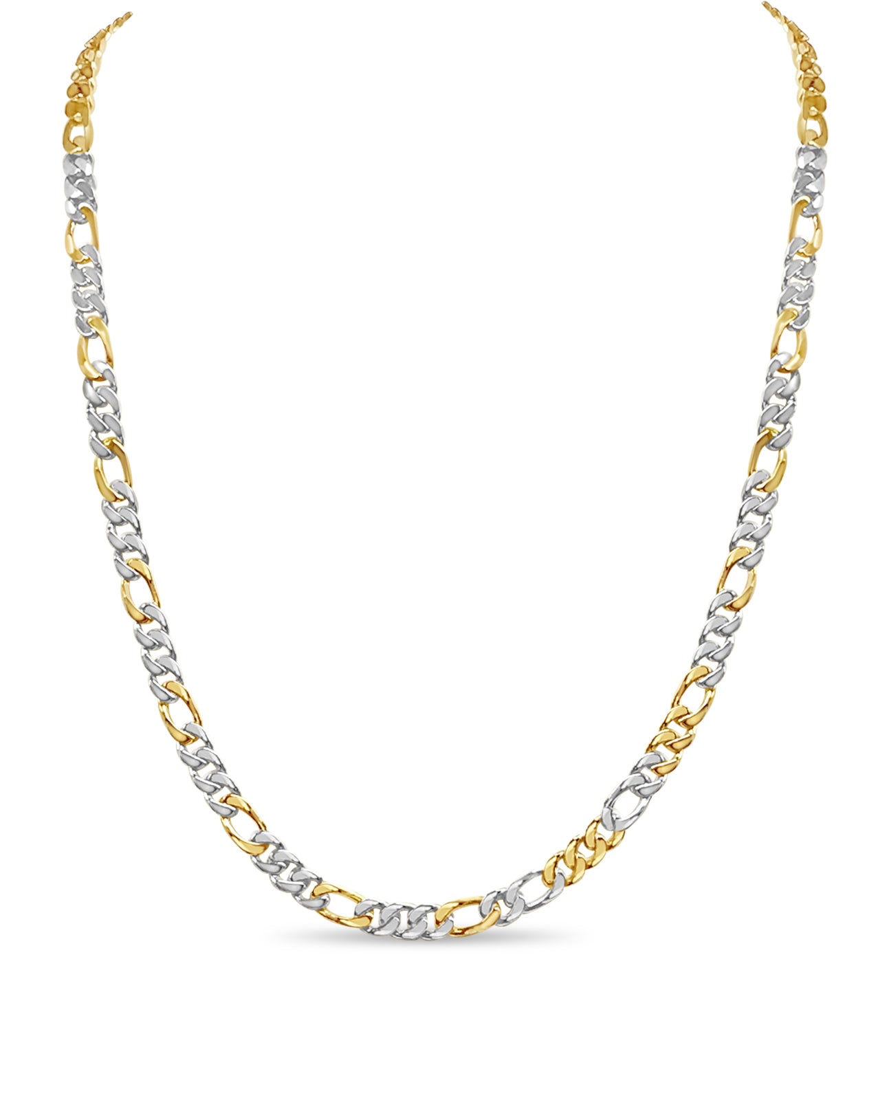Figaro Solid Gold Handmade Necklace , 7mm, 16-30 Inch