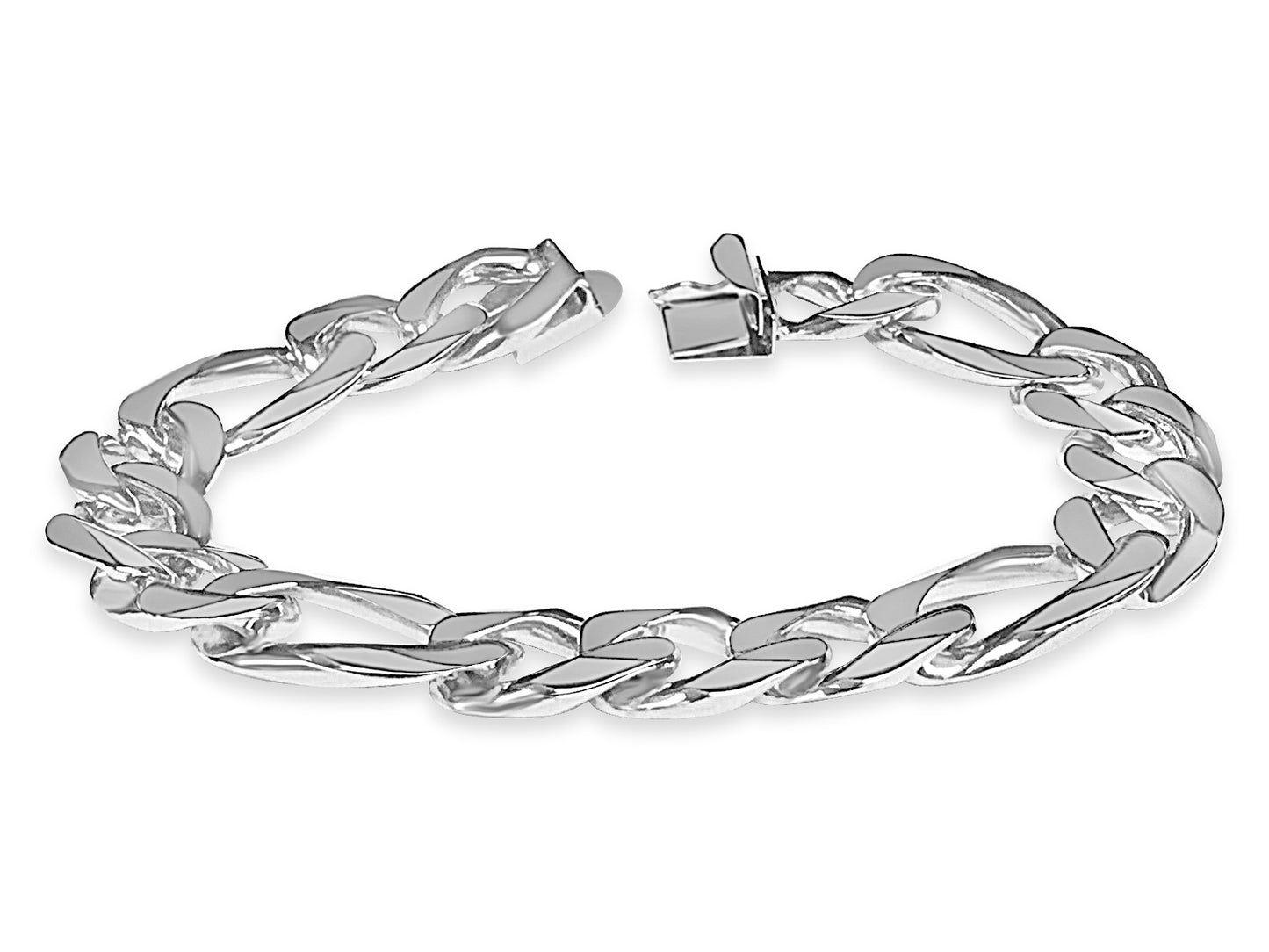 Figaro Solid Gold Handmade Bracelet , 15mm, 6.5-10 Inch