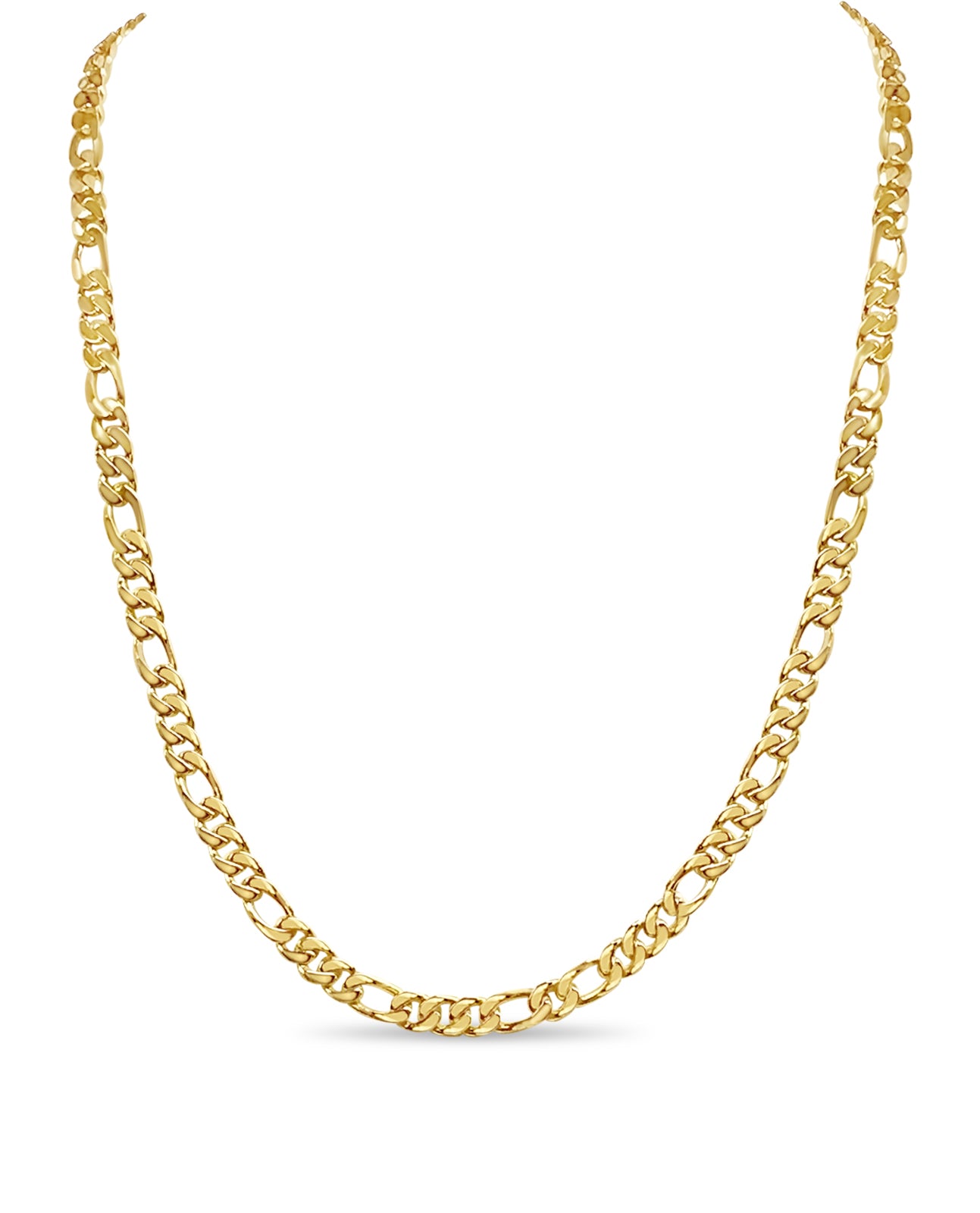 Figaro Solid Gold Handmade Necklace , 7mm, 16-30 Inch