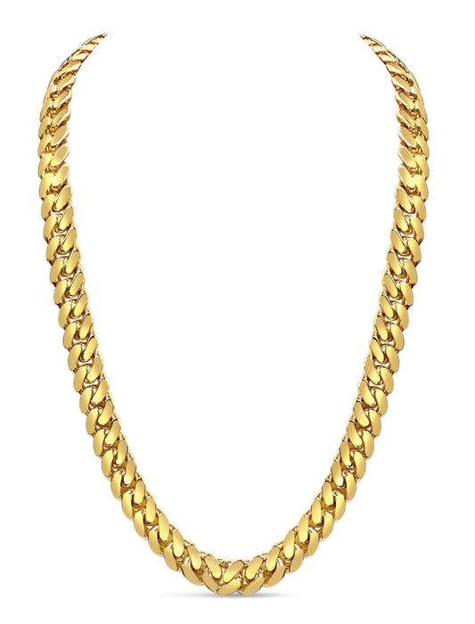 Miami Cuban Solid Gold Handmade Necklace , 13mm, 16-30 Inch