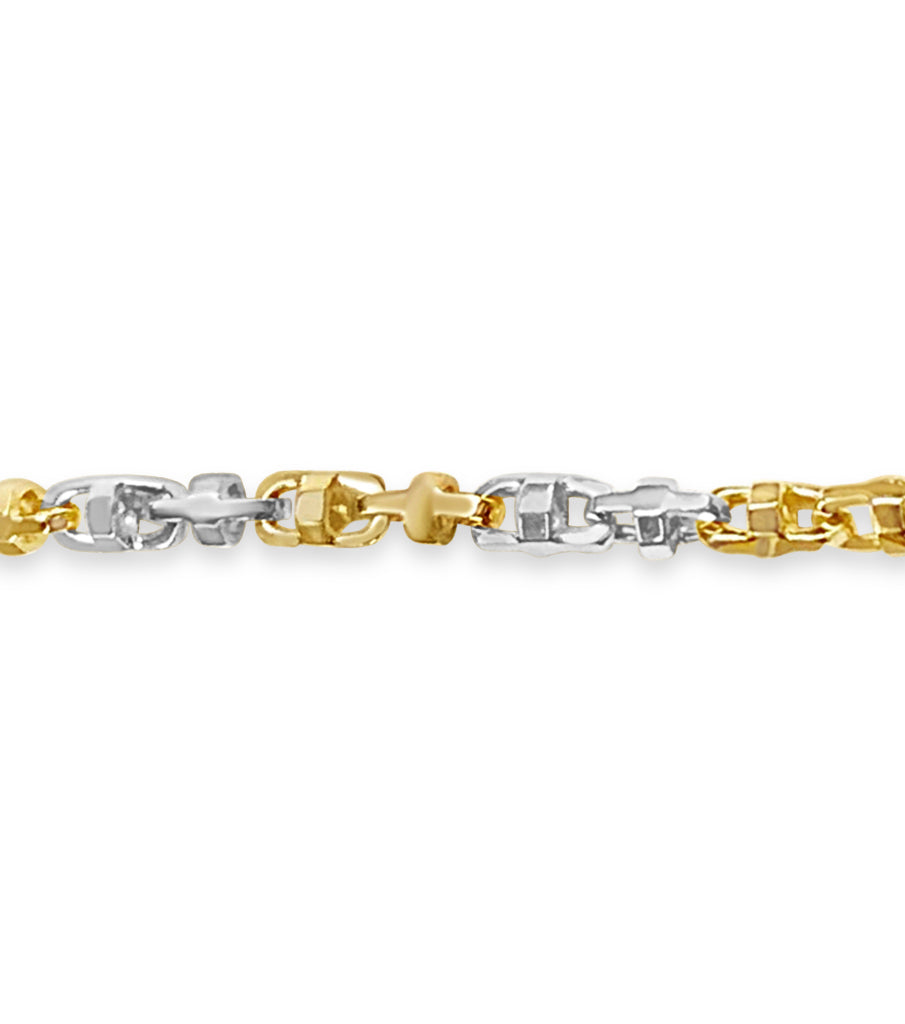 Fancy Rolo Solid Gold Handmade Bracelet , 6mm, 6.5-10 Inch
