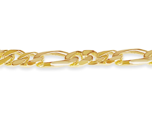 Figaro Solid Gold Handmade Bracelet , 12mm, 6.5-10 Inch