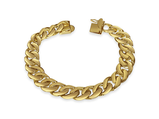 Curb Solid Gold Handmade Bracelet , 10mm, 6.5-10 Inch