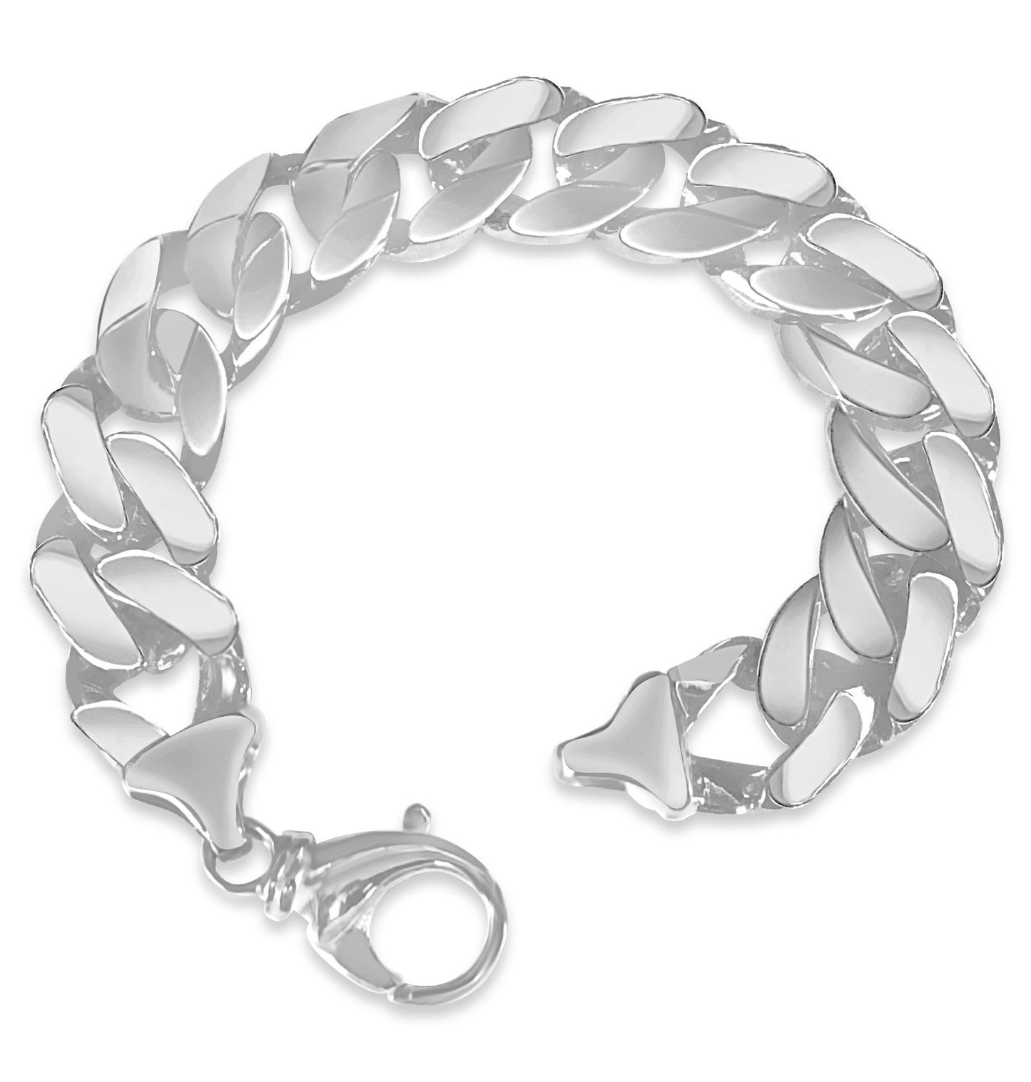 Curb Solid Gold Handmade Bracelet , 16mm, 6.5-10 Inch