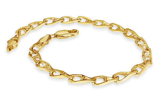 Anchor Mariner Solid Gold Handmade Bracelet , 4mm, 6.5-10 Inch