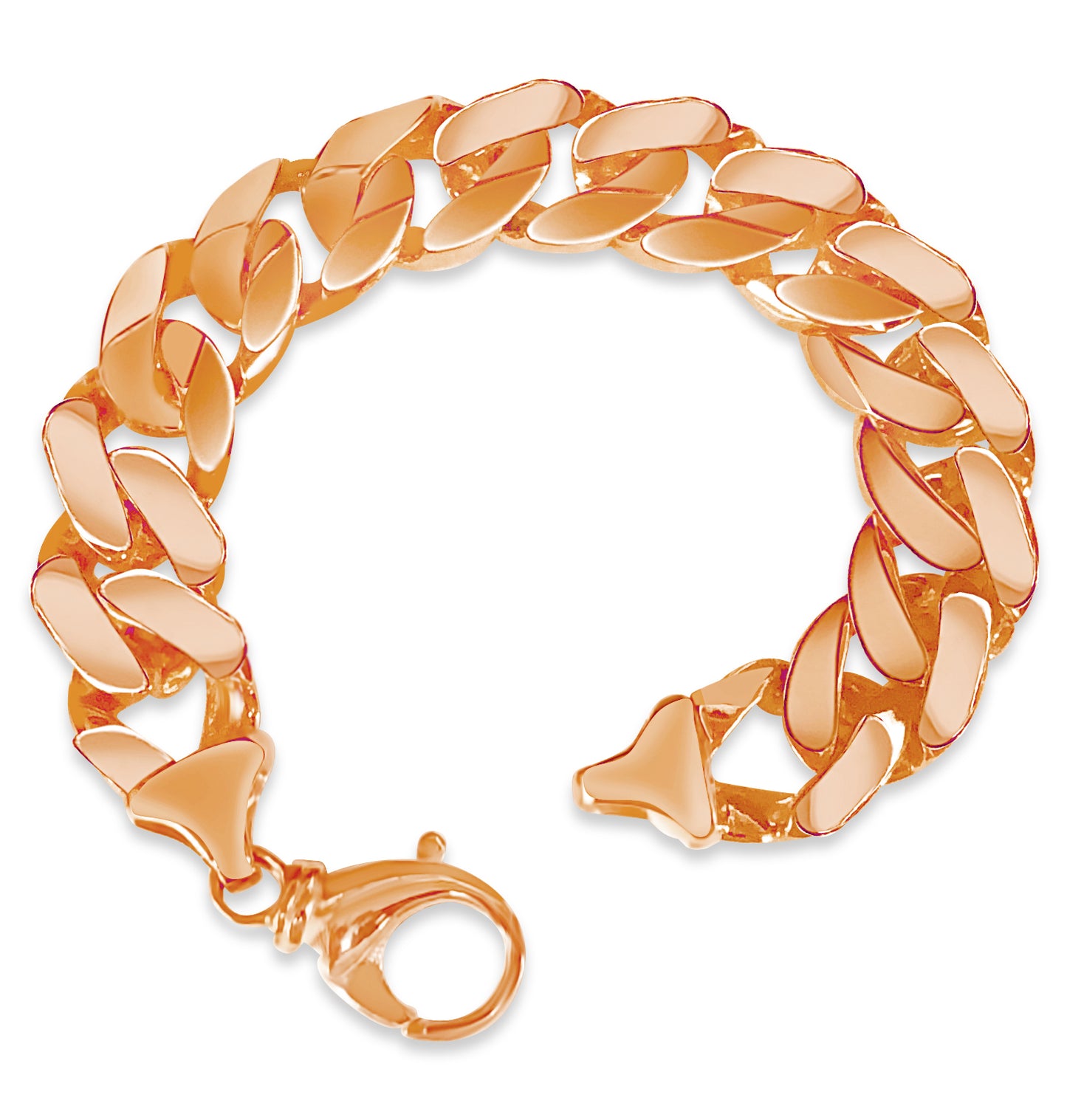 Curb Solid Gold Handmade Bracelet , 16mm, 6.5-10 Inch