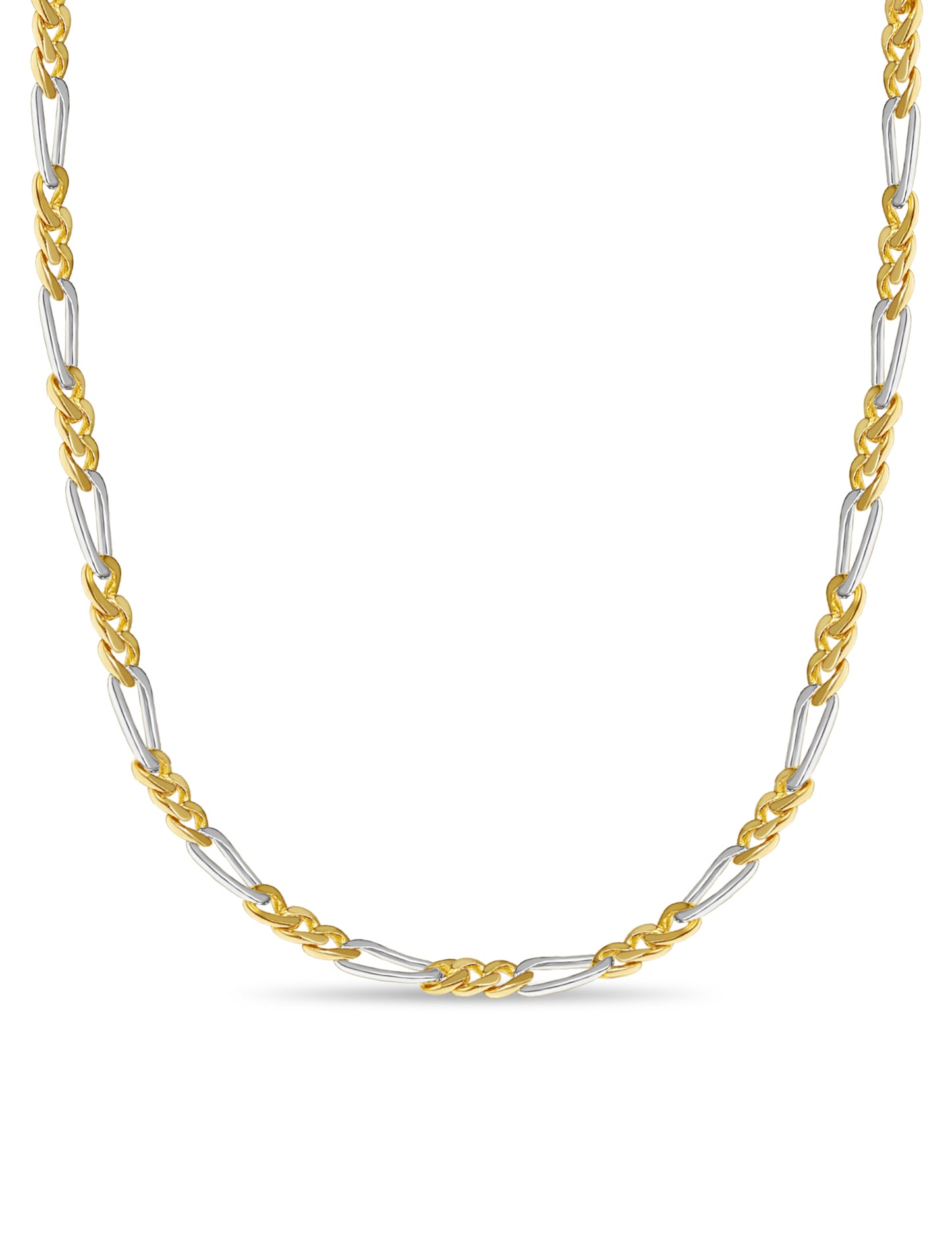 Figaro Solid Gold Handmade Necklace , 7mm, 16-30 Inch