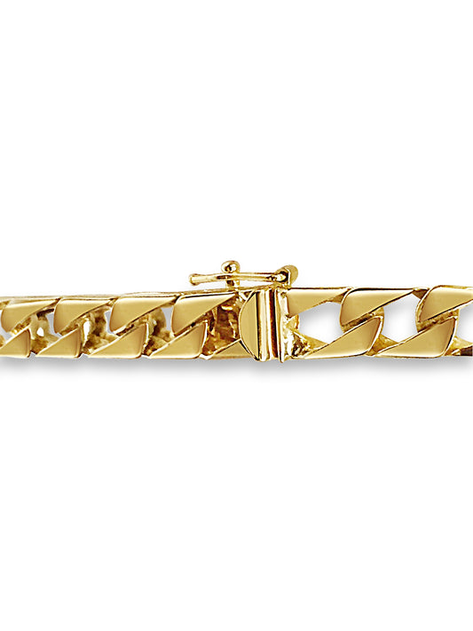 Curb Solid Gold Handmade Bracelet , 7mm, 6.5-10 Inch