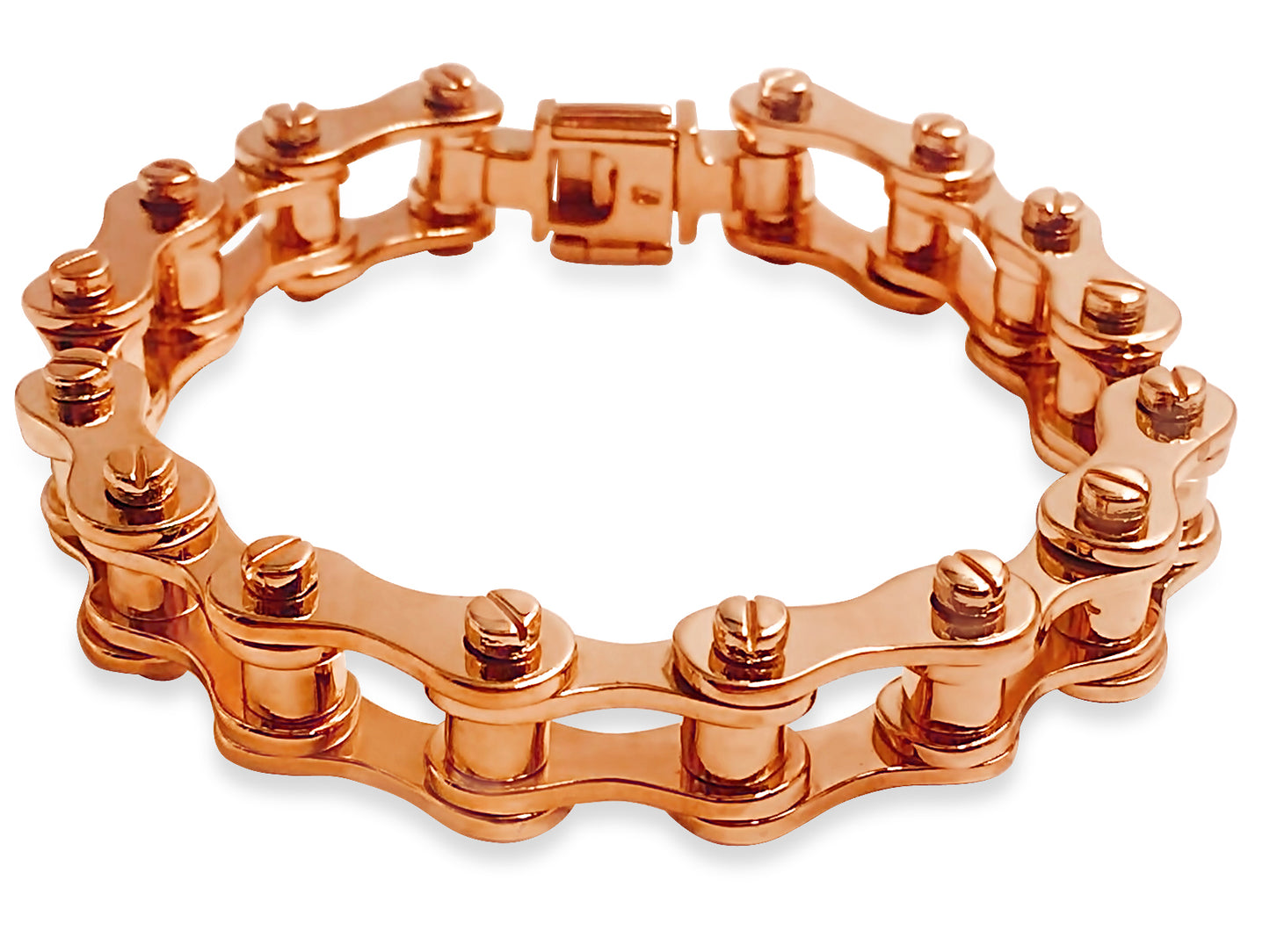 Motorcycle/Bike Chain Solid Gold Handmade Bracelet , 14mm, 6.5-10 Inch