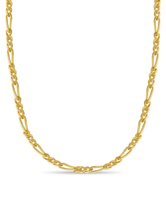 Figaro Solid Gold Handmade Necklace , 7mm, 16-30 Inch