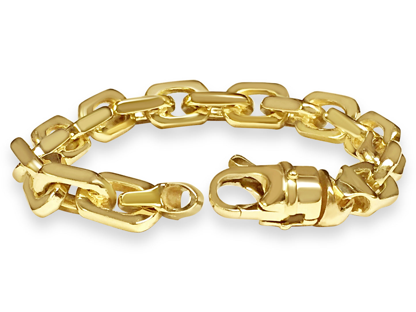 Fancy Rolo Solid Gold Handmade Bracelet , 11mm, 6.5-10 Inch