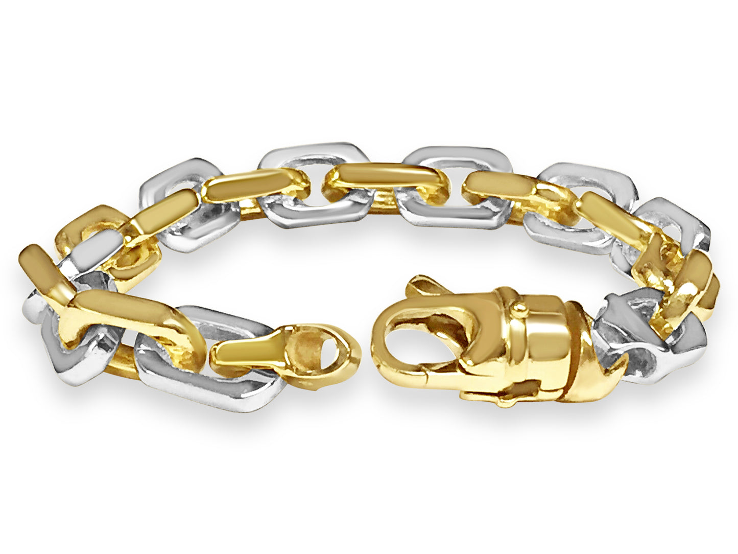 Fancy Rolo Solid Gold Handmade Bracelet , 11mm, 6.5-10 Inch