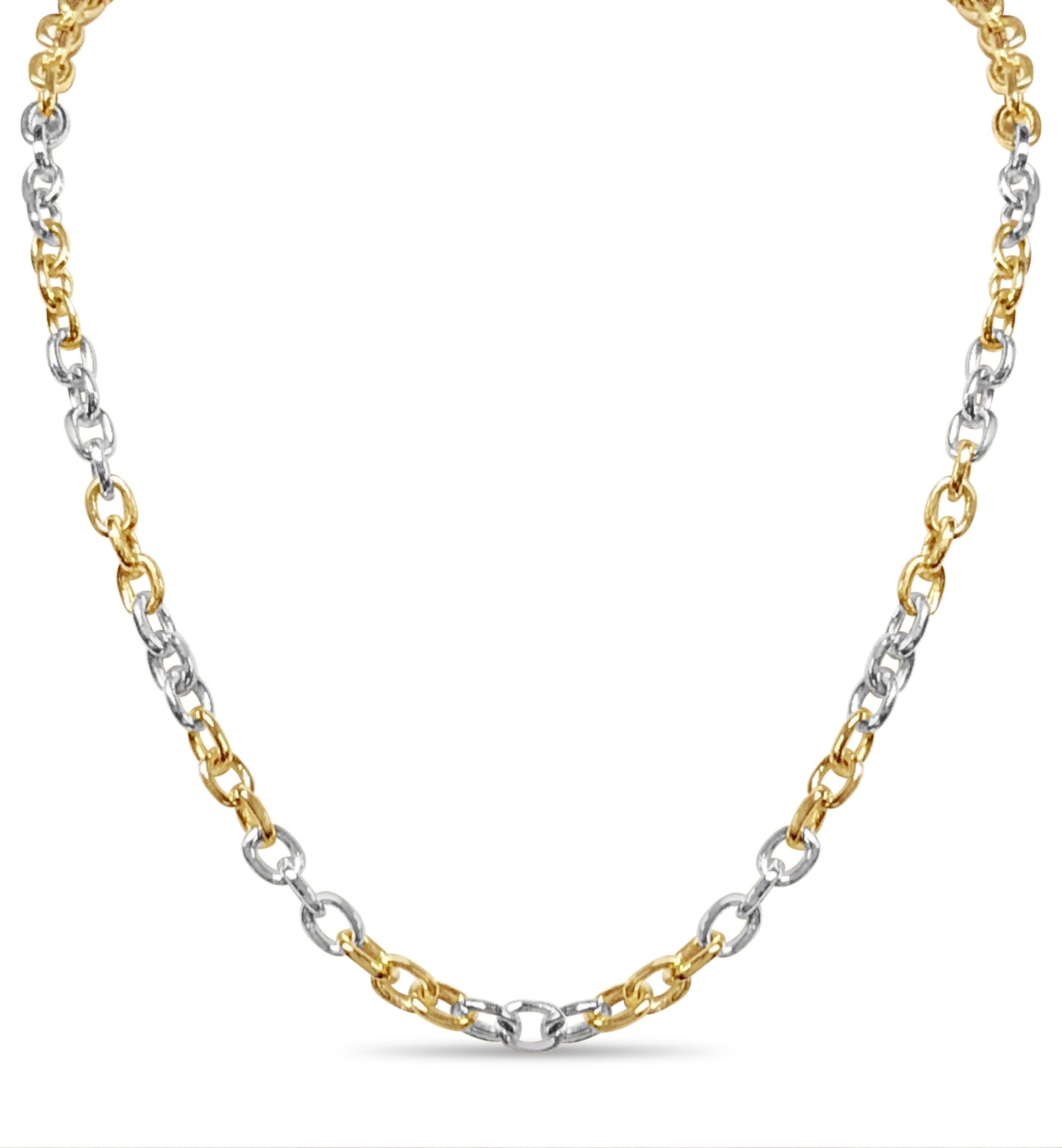 Fancy Rolo Solid Gold Handmade Necklace , 6mm, 16-30 Inch
