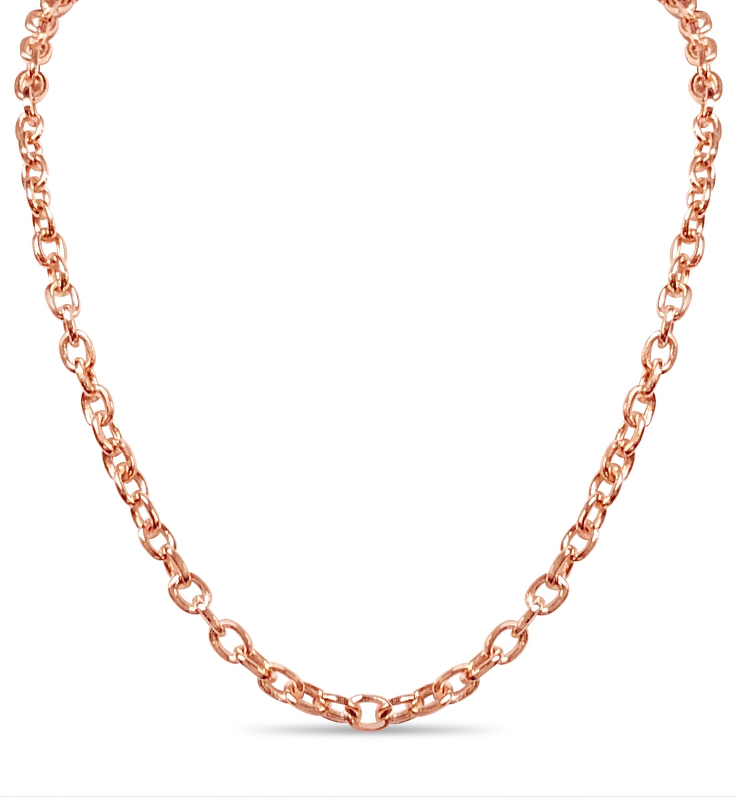 Fancy Rolo Solid Gold Handmade Necklace , 6mm, 16-30 Inch