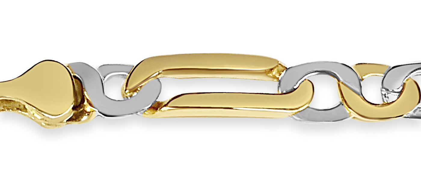 Figaro Infinity Solid Gold Handmade Bracelet , 6mm, 6.5-10 Inch