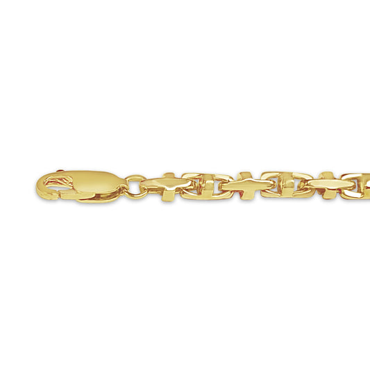 Anchor Mariner Solid Gold Handmade Bracelet , 4mm, 6.5-10 Inch